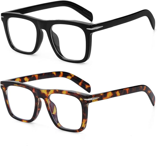 Gleyemor Blue Light Glasses for Men Women Trendy Square Frame Blue Light Blocking Lens Computer Glasses