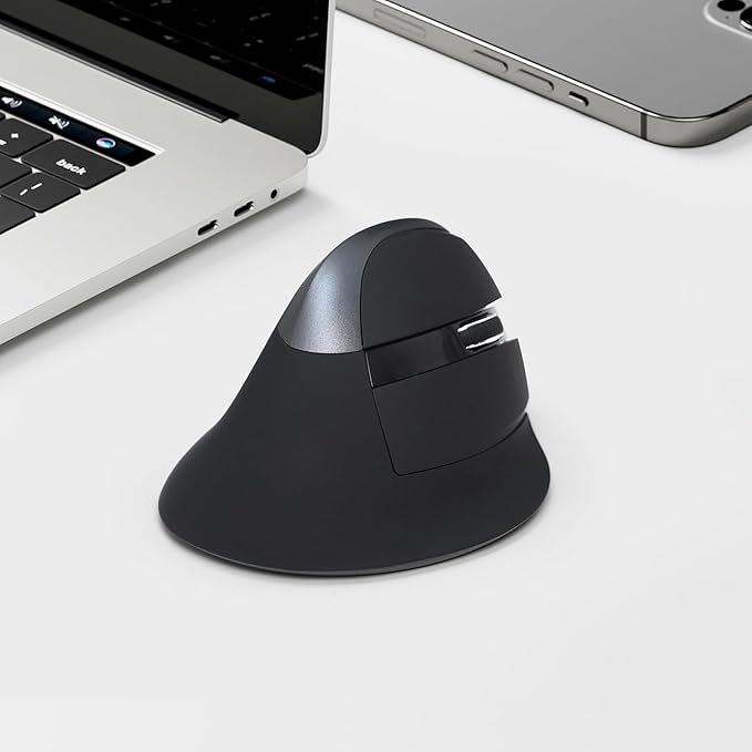 DELUX Wireless Ergonomic Mouse, Vertical Mouse for Small Hands, Silent Click Ergo Mouse, Up to 4000 DPI, 6 Buttons, Rechargeable, 2.4G/BT 5.2 Dual-Mode, Compatible with Laptop/PC (M618MINI-Iron Gray)