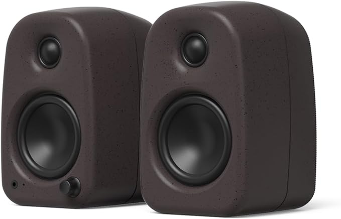 Kanto UKI 100 W Active Desktop Computer Speakers with Bluetooth and USB-C | Intelligent Sub Integration | Headphone Out | Pair | Pumice