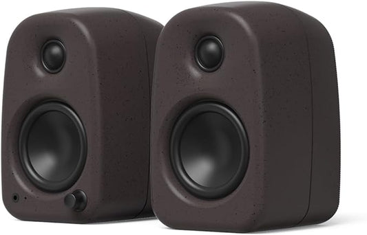 Kanto UKI 100 W Active Desktop Computer Speakers with Bluetooth and USB-C | Intelligent Sub Integration | Headphone Out | Pair | Pumice