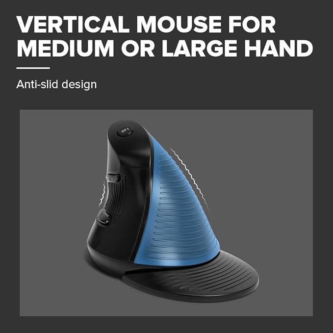 DELUX Wired Ergonomic Vertical Mouse, Vertical Mouse for Medium Hands, Removable Wrist Rest, Silent Click Ergo Mouse, Up to 4200 DPI, 6 Programmable Buttons, Compatible with Laptop/PC (M618XU-Black)