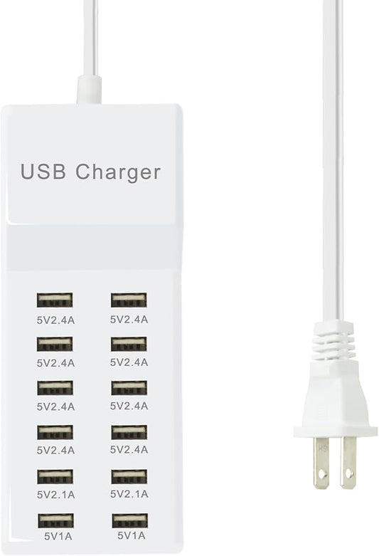 100W USB Charger Station Block Multiport Charger Hub with Fast Charging Wall Charger for Multiple Devices USB Charging Port Compatible with Cell iPhone Android Smartphone Smart Watch