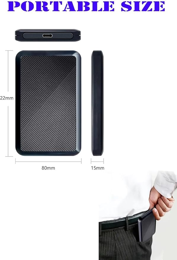 750GB Ultra Slim Portable External Hard Drive USB 3.1 Type C HDD Storage for PC, Mac, Laptop, PS4, Xbox one, TKEHD-1531-750