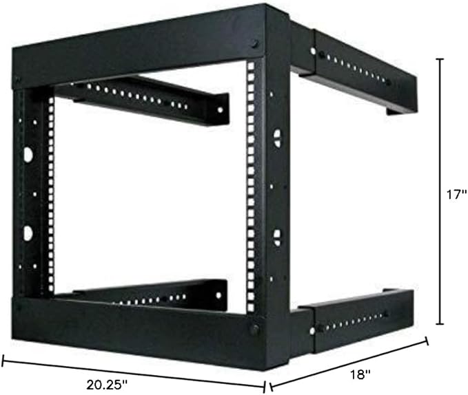 Vertical Cable 6U Open Wall Mount Frame Rack - Adjustable Depth 18"-30"