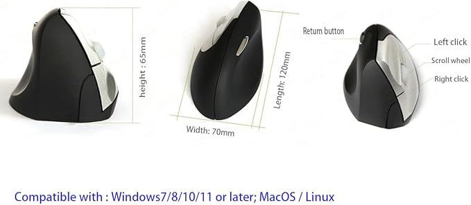 Wired Left Handed Ergonomic Mouse, Reduce Wrist Strain Handshake Optical Vertical Mouse, Compatible with Laptop, Desktop, Windows, Mac