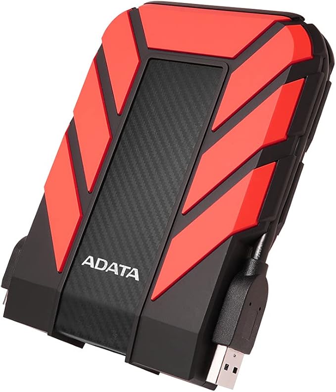 ADATA HD710 Pro External Hard Drive - 1TB USB 3.2 Gen1 Portable HDD for Gaming & Backup Storage - IP68 Waterproof & Dustproof - MIL-STD Shock Resistant - Red - 1 Count