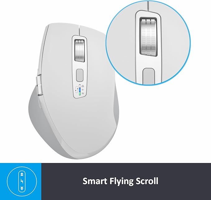 Wireless Side Scroll Mouse with Multi-Device, Ergonomic Computer Mice with Smart Flying Scroll, Quiet Click, 4-Level DPI for Computer, Laptop, iPad, Tablet, MacBook(White)