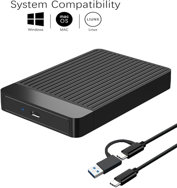500GB Ultra Slim Portable External Hard Drive 2.5'' HDD USB 3.1 Type-C Storage for PC, Mac, Laptop