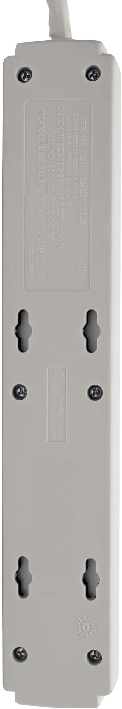 Tripp Lite 6 Outlet Surge Protector Power Strip, Extra Long Cord 15ft, & $20,000 Insurance (TLP615) Gray