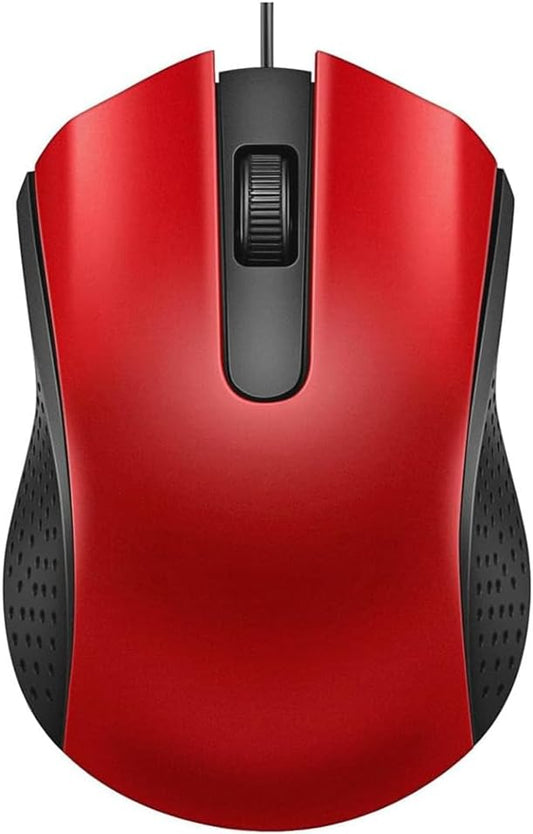 Guiheng Ergonomic USB Wired Computer Mouse for Right or Left Hand, with Durable Clicks for PC, Laptop, Desktop, Chromebook, Notebook, Mac (Red)