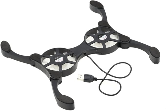 QUZHI Mini Portable Folding Foldable USB Dual Fan Cooler Cooling Pad for PC Laptop Notebook 7