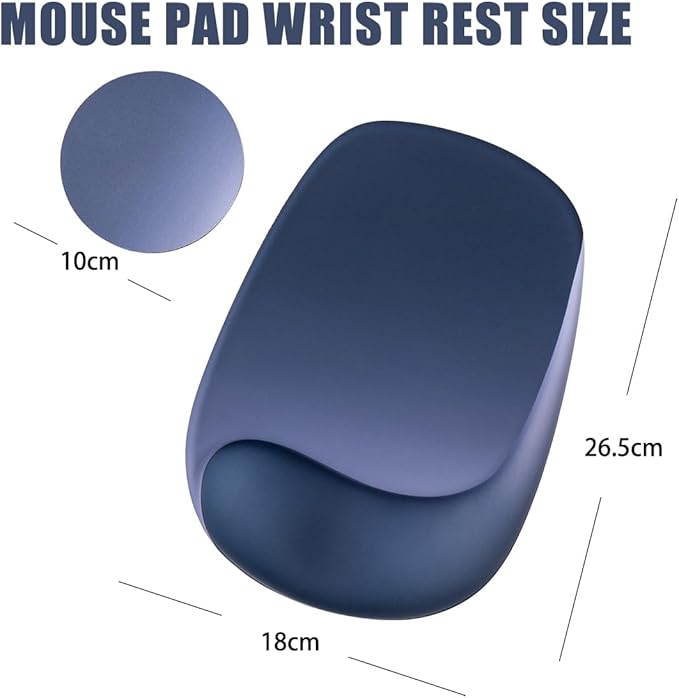 Mouse Pad with Wrist Rest and Coaster, Mouse Wrist Support, Comfort & Support for Typing and Gaming, Reduces Fatigue (2, Blue)