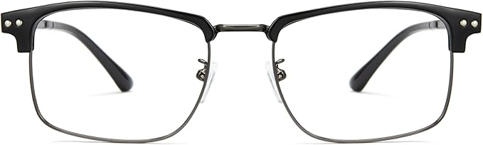 Cyxus Blue Light Blocking Glasses for Men Women, Half Rim Square Metal Frame Computer Gaming Glasses, Lightweight 8133