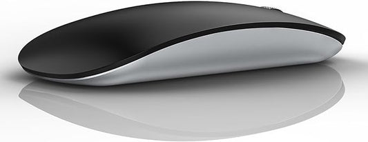 TENMOS M18 Bluetooth Mouse, USB C Rechargeable Wireless Mouse, Triple Mode (Dual Bluetooth+USB) Computer Silent Mice Portable with USB Receiver Type C Adapter for Laptop/MacBook/iPad/PC - Matte Black