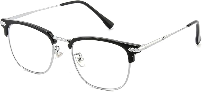 Blue Blocker Glasses for Men Metal Browline Computer Gaming Glasses Filter Blue Ray