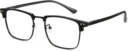 Cyxus Blue Light Blocking Glasses for Men Women, Half Rim Square Metal Frame Computer Gaming Glasses, Lightweight 8133