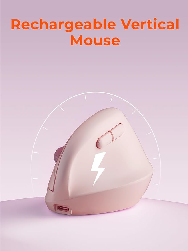 DAREU Ergonomic Vertical Wireless Mouse for Small Hands,2.4GHz / BT Dual Mode,Optical Vertical Mice with 64° Ergonomic Design,Type-C Rechargeable Silent Click,3 Device Connectivity for PC/Laptop
