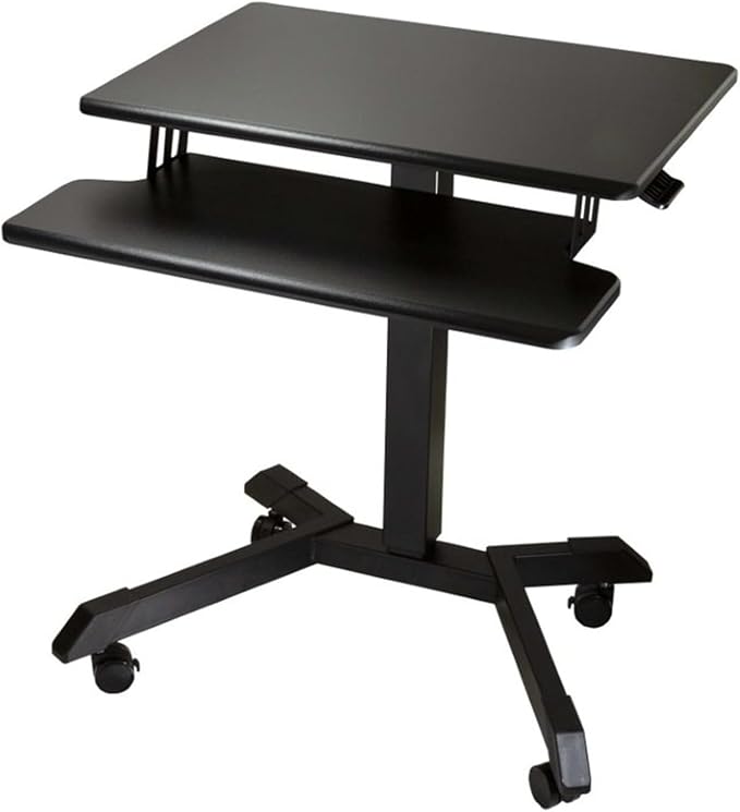 Victor DC550 High Rise Collection Mobile Adjustable Standing Desk (Dual-Tier) Black 25.6" x 17.7" x 45.3"