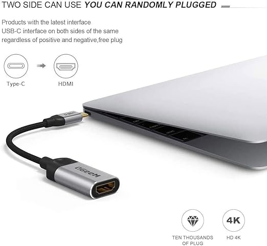 QGeeM USB C to HDMI Adapter 4K Cable, USB Type-C to HDMI Adapter [Thunderbolt 3/4] HDMI for Laptop MacBook Pro/Air, iPhone 15 16 17 Pro max, Dell XPS, Pixelbook, iMac,Thinkpad,Surface,IPad Pro