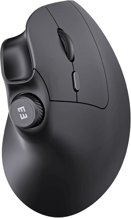 seenda Ergonomic Mouse Wireless, MOU-302 Bluetooth Vertical Mouse Rechargeable, Optical Mice with 1000/1600/2400 DPI, Volume Knob, 3 Multi-Device Connectivity for Computer/PC/Laptop/Mac, Black