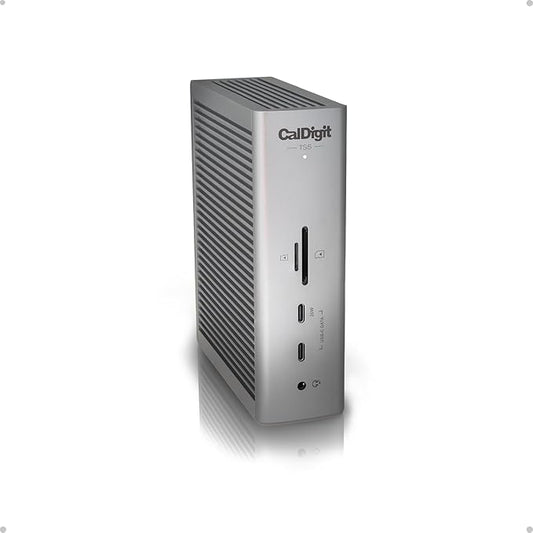 CalDigit TS5 - Thunderbolt 5 Dock - 15 Port, 140W Dedicated Host Charging, 80Gb/s Thunderbolt 5 x4, USB-C 10Gb/s x3, USB-A x2, 2.5GbE, Dual 8K@60Hz, SD & microSD UHS-II, 1m Braided Cable, 240W PSU