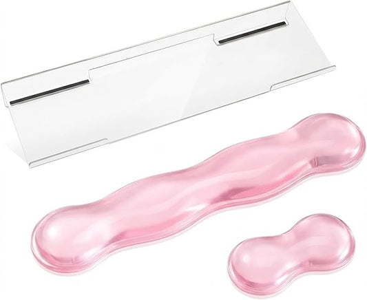 Keyboard Wrist Rest - Gel Wrist Rest for Computer Keyboard and Mouse, Acrylic Clear Keyboard Stand for Desktop, Ergonomic Keyboard Riser with Wrist Rest Support