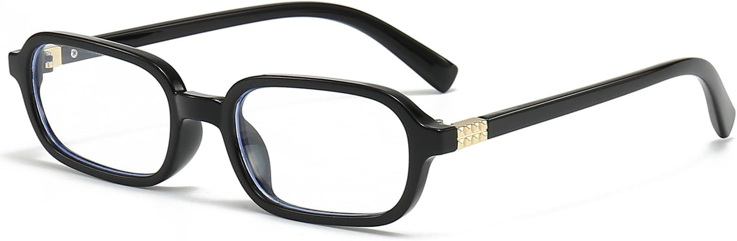 Retro Rectangle Glasses for Women Men Small Square Blue Light Blocking Glasses Vintage Eyeglasses