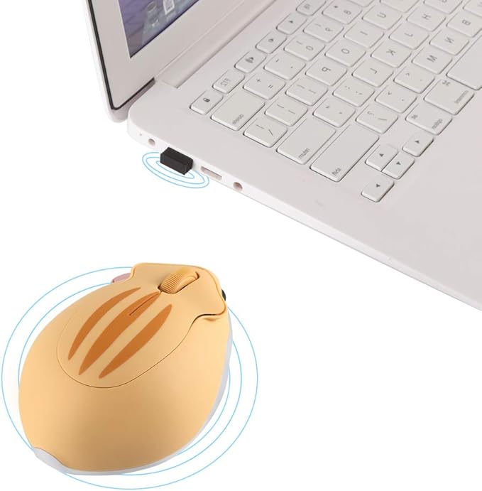 elec Space Cute Animal Hamster Shape Wireless Mouse - Silent, 3-Button Design for Laptop & PC; Includes Random Color Cable Clip - Perfect Computer Mouse