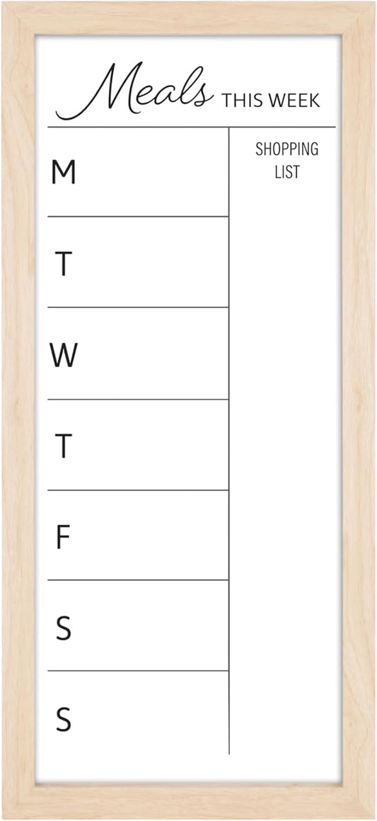 MCS Dry Erase Weekly Meal Planner 11x24 Natural Framed Calander Whiteboard for The Wall, Plan Your Meals for The Week, Family Weekly Planner for Dinners & More–Including Shopping List