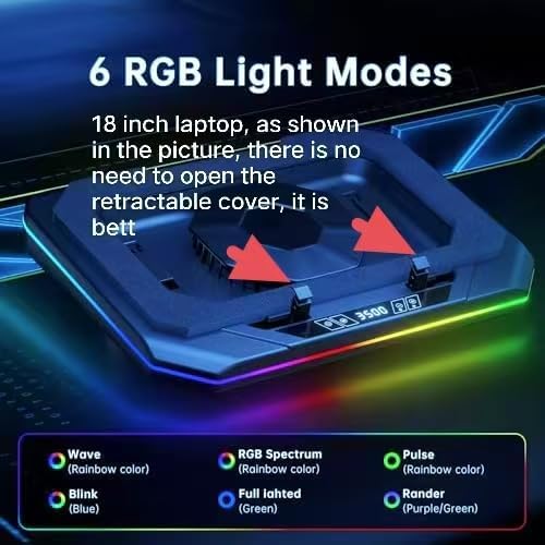 Cooling Pad for Asus ROG Strix G18 G16 G17 G15 Strix Scar 18 16 17 15 Gaming Laptop, It is a Well Deserved Heat Dissipation Monster，Cooler with Powerful Turbo Fan Can Fast Cooling,6 RGB Light Mode