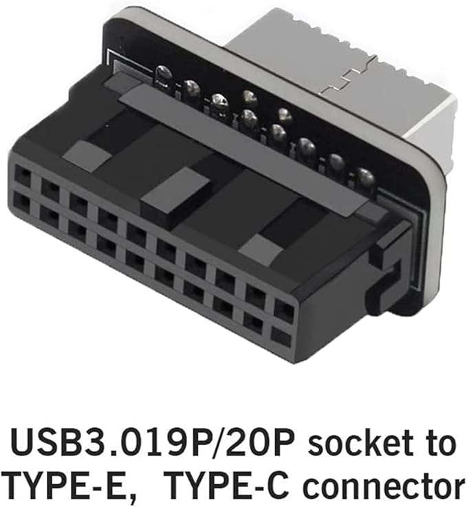 USB Front Panel Adapter, Vertical USB 3.1 Front Panel Socket Key-A Type-E to 3.0 19/20Pin Header Adapter