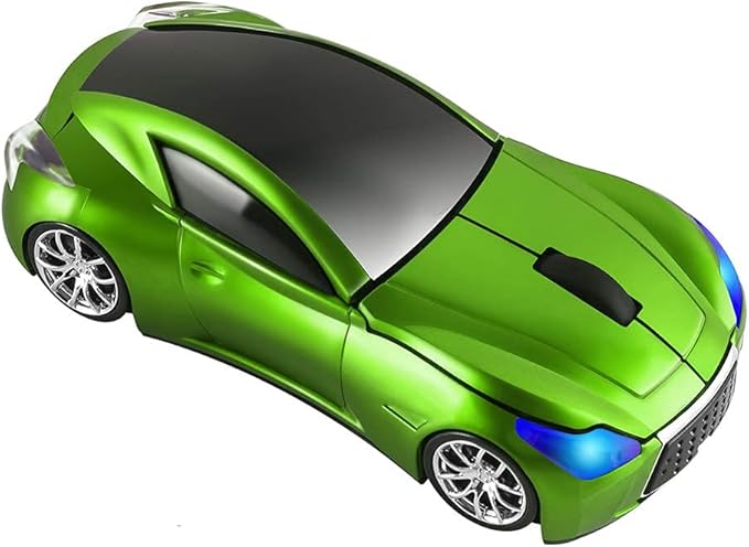 elec Space Cool Sport Car Shape 2.4GHz Wireless Mouse Optical Cordless Mice with USB Receiver for PC Laptop Computer 1600DPI 3 Buttons
