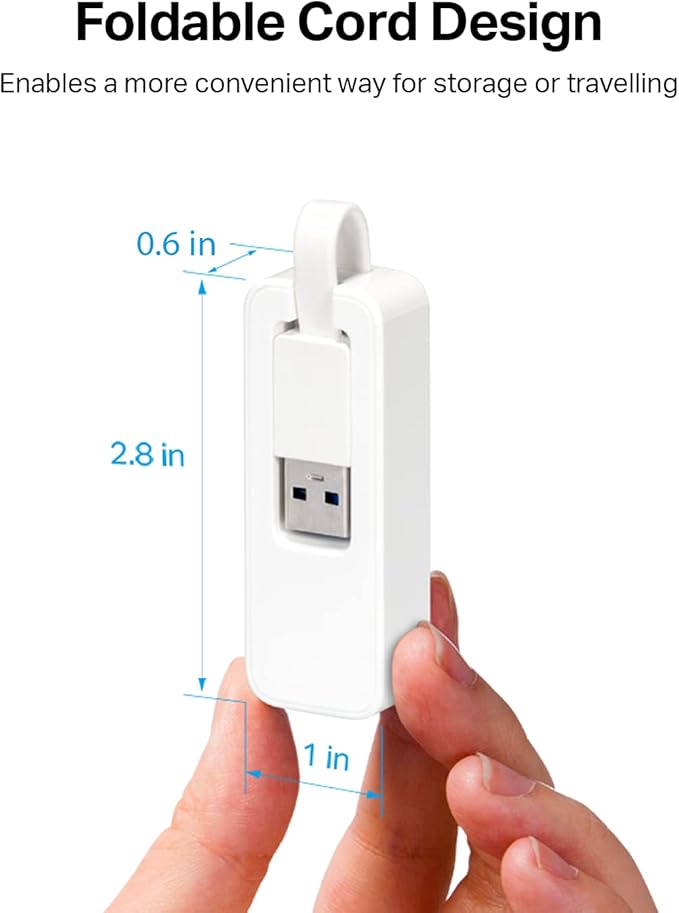 TP-Link USB to Ethernet Adapter, Foldable USB 3.0 to 10/100/1000 Gigabit Ethernet LAN Network Adapter, Support Windows 11/10/8.1/8/7/Vista/XP for Desktop Laptop Apple MacBook Linux (UE300)