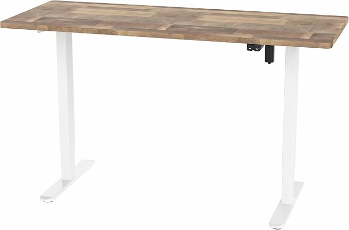 VIVO Electric 60 x 24 inch Stand Up Desk, Height Adjustable, Reclaimed Wood Top White Frame, Home and Office Furniture Sets, DESK-KIT-W06P