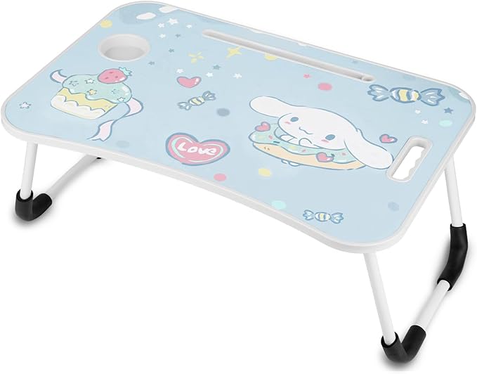Laptop Desk Foldable Kawaii Bed Desk Table Cute Folding Breakfast Tray Portable Lap Standing Desk Notebook Stand Reading Holder for Bed/Couch/Sofa/Floor (Blue)