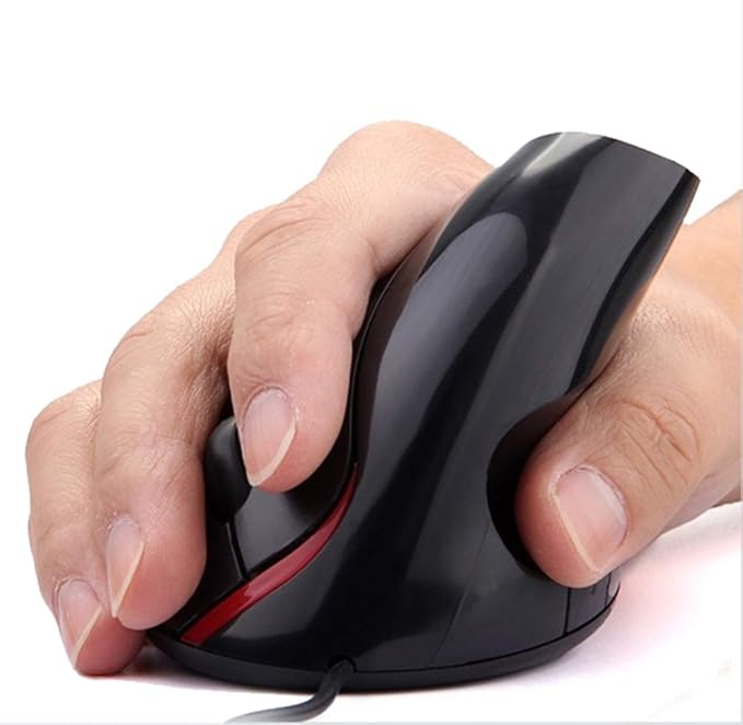 Wired Vertical Mouse, Ergonomic Design Laptop PC Computer Mouse, USB Corded Optical Mouse (Black)