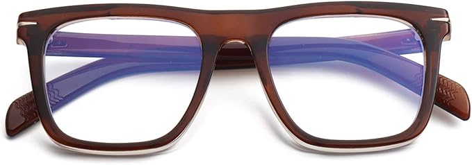 NIDOVIX Trendy Square Blue Light Blocking Glasses for Men Women, Fashion Frame Non-prescription Computer Glasses (Brown)