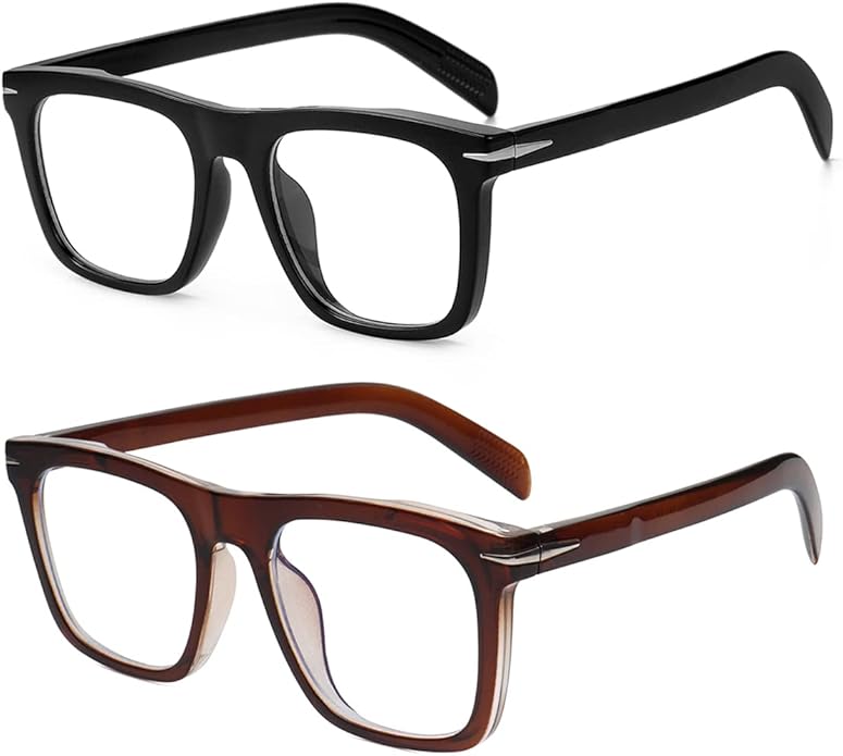 Gleyemor Blue Light Glasses for Men Women Trendy Square Frame Blue Light Blocking Lens Computer Glasses