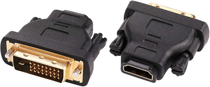 DTECH DVI to HDMI Adapter DVI Male to HDMI Female Bi-Directional DVI-D Port Converter 4K 1080P Gold Plated Connector