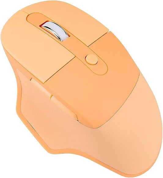 Lomiluskr Ergonomic 2.4G & Bluetooth Dual Mode Wireless Mouse with PU Cover, Soundless Keys, Candy Colors, Compatible with Notebook, PC, Tablet, Smartphone (Orange)