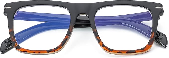 NIDOVIX Trendy Square Blue Light Blocking Glasses for Men Women, Fashion Frame Non-prescription Computer Glasses (Black/Tortoise)