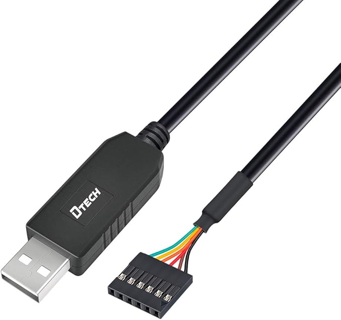 DTECH 3ft USB to TTL Serial Cable 3.3V 6 Pin UART Adapter Genuine FTDI FT232RL Chip Debug Cord Compatible with Windows 11 10 8 7 Linux MAC OS 6Pin 3v3 Level Signal 2.54mm Dupont Female Header