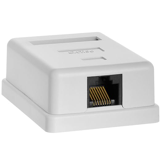 Cmple - 1 Port Cat5e Surface Mount Box, RJ45 Cat5 Single Port Surface Mount Box for Ethernet Cables, Screws and Double-