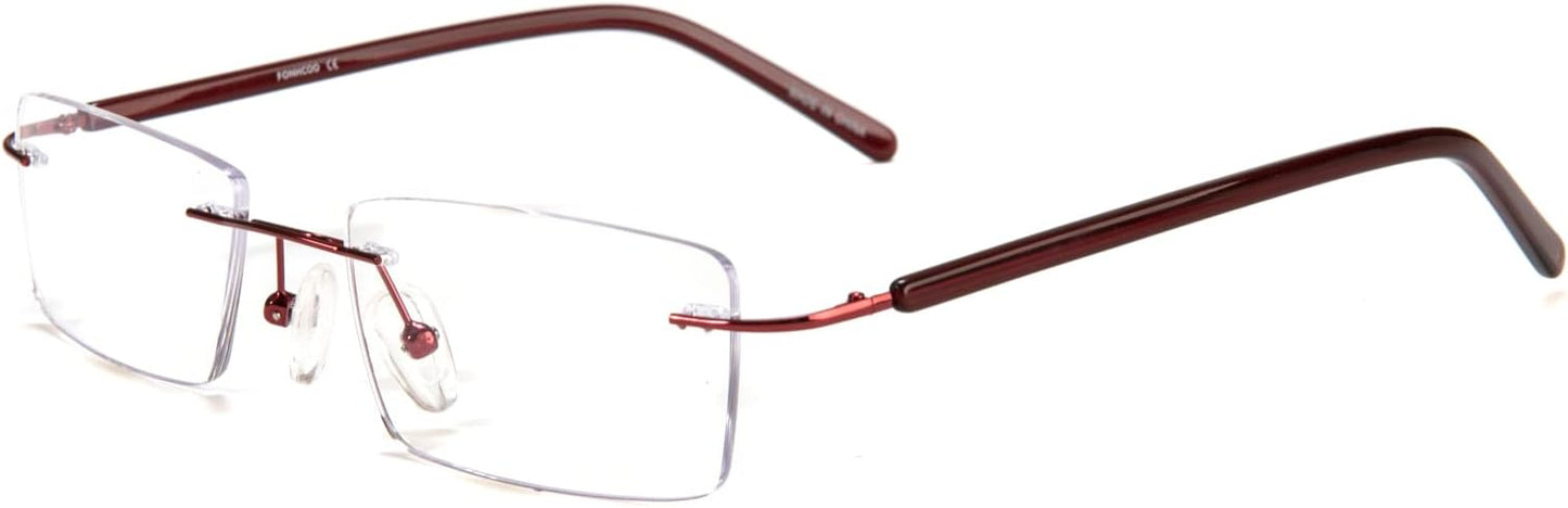 FONHCOO Blue Light Blocking Glasses Anti Blue Ray Unisex Lightweight Rimless Frameless Rectangle Computer Gaming Glasses