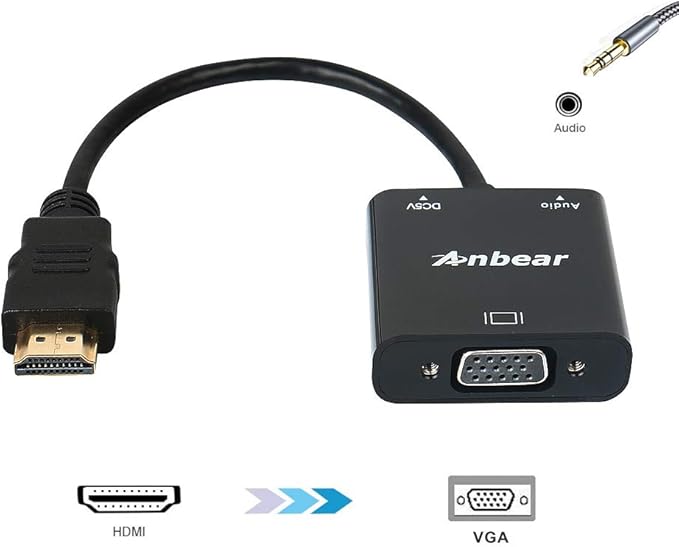 HDMI to VGA Adapter with Audio(10 Pack), Gold-Plated VGA to HDMI Adapter (Male to Female) Compatible for Computer, Desktop, Laptop, PC, Monitor, Projector, HDTV, Chromebook,Roku, Xbox and More