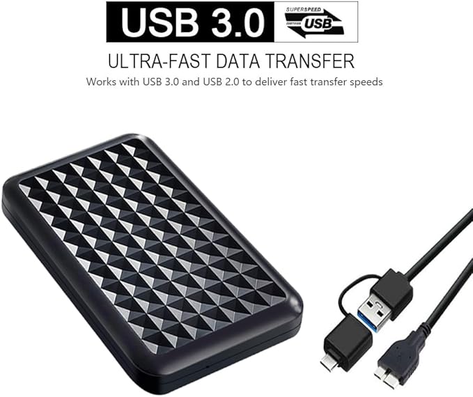 Ultra Slim Portable External Hard Drive 2.5'' USB 3.0 HDD Storage for PC, Mac, Laptop, PS4, PS5, Xbox one (750GB)