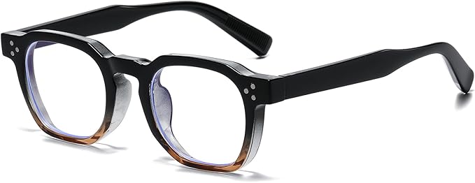 AIEYEZO Retro Blue Light Glasses for Men Women Square Thick Framed Eyeglasses Trendy Vintage Computer Glasses