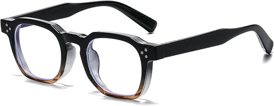 AIEYEZO Retro Blue Light Glasses for Men Women Square Thick Framed Eyeglasses Trendy Vintage Computer Glasses