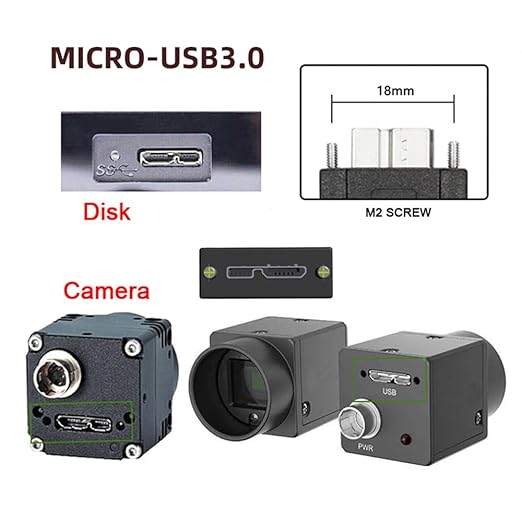 NFHK Down Angled 90 Degree USB 3.0 A Male to Micro-B 3.0 Plug Down Angled Locking Screw Panel Cable 25cm