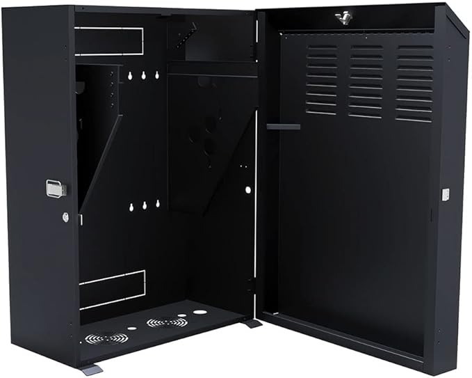 NavePoint 8U Vertical Server Rack Enclosure, Low Profile, 27.5" Deep, Max Weight Capacity 132lbs - 8U Network Cabinet Vertical Wall Mount, Perforated, Black